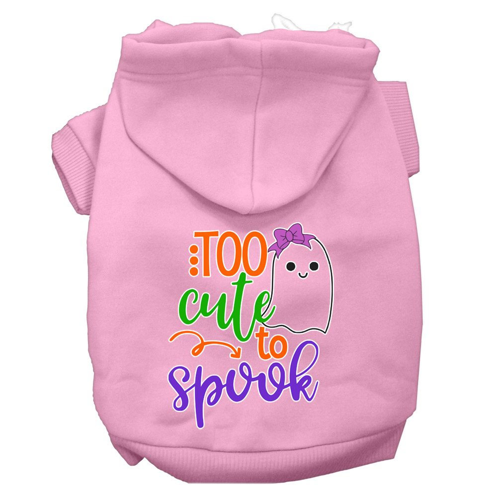 Too Cute to Spook-Girly Ghost Screen Print Dog Hoodie Light Pink L
